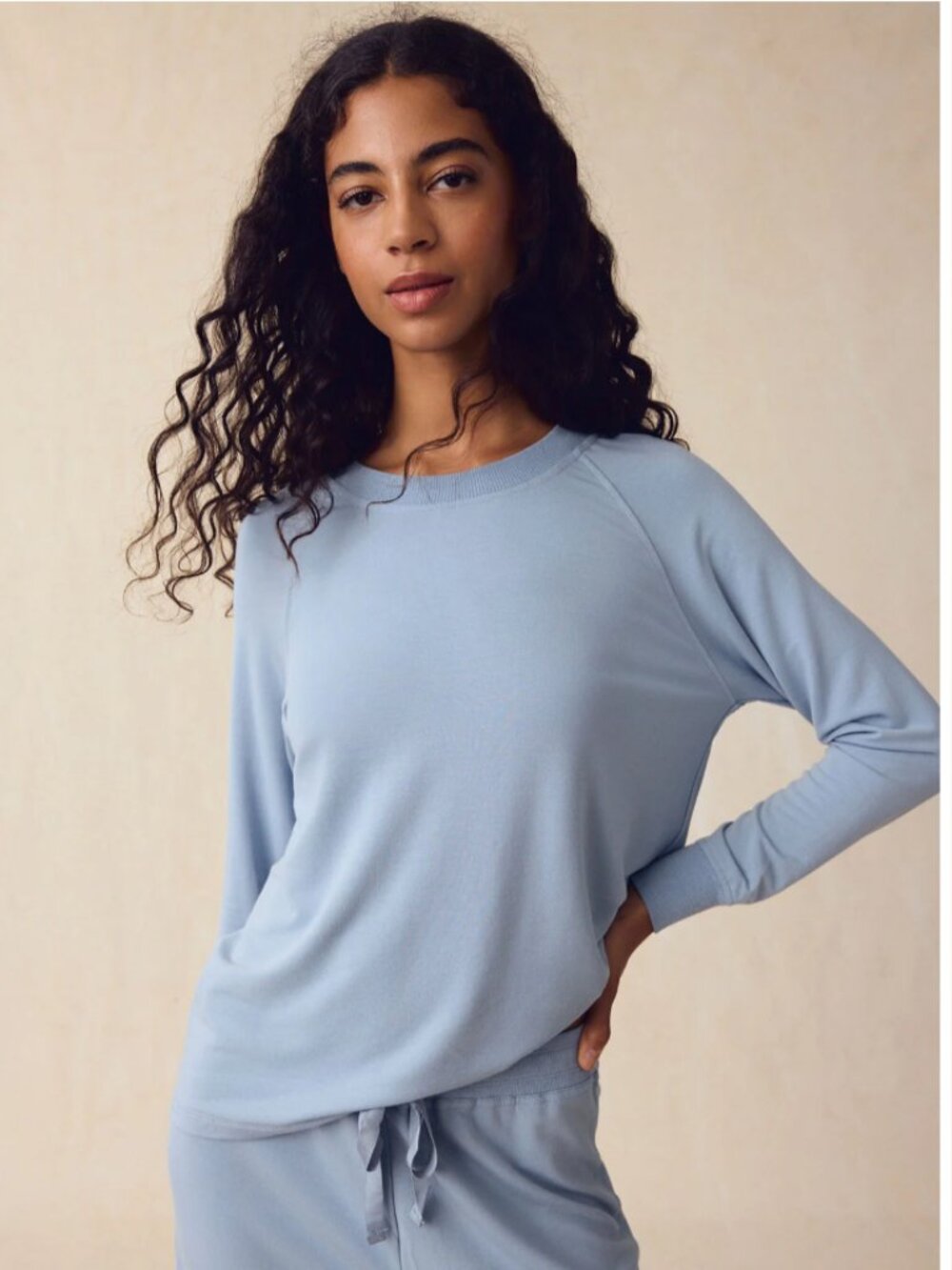 Lake Relaxin Raglan Pullover Sweatshirt In Dusty Blue